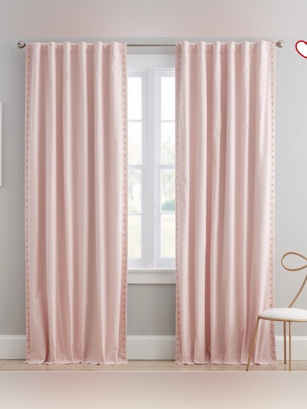 Emily & Meritt for Pottery Barn Studded Blackout Curtain Nude Blush x2 panels